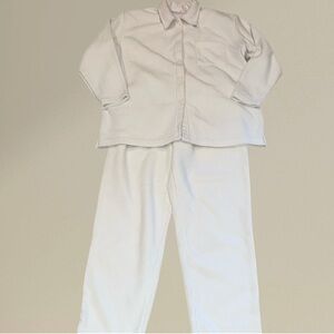 Bobbie Brooks Lounge Set Winter White Fleece Button Up Shacket & Pants Sz Large